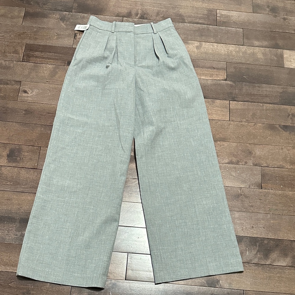 Aritzia medium grey founder pleated Stylish Wide-Leg Gray Pants size 4